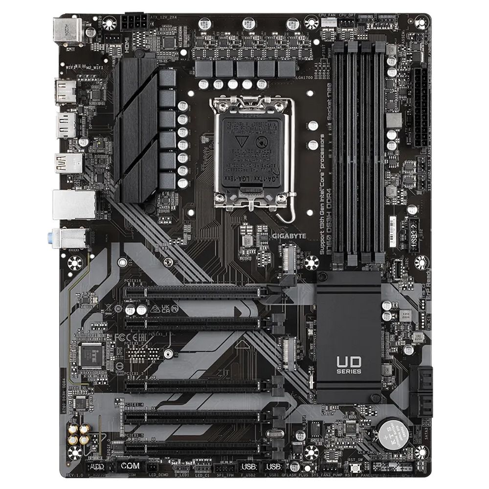 Материнская плата Gigabyte OEM B760 DS3H DDR4, Socket 1700, Intel®B760, 4xDDR4-3200, HDMI+DP, 5xPCI-Ex16, 4xSATA3(RAID 0/1/5/10), 2xM.2, 8Ch Audio, GLan, (4+4)xUSB2.0, (1+2)xUSB3.2, (1+1)xUSB3.2 Type-C™, 1xPS/2, ATX, RTL