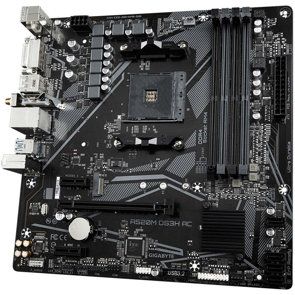 Материнская плата Gigabyte A520M DS3H AC, RTL