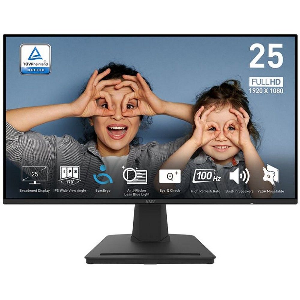 Монитор 24.5" MSI PRO MP252 Black (IPS, 1920x1080, HDMI+DP, 4 ms, 178°/178°, 300 cd/m, 1300:1, 100Hz)