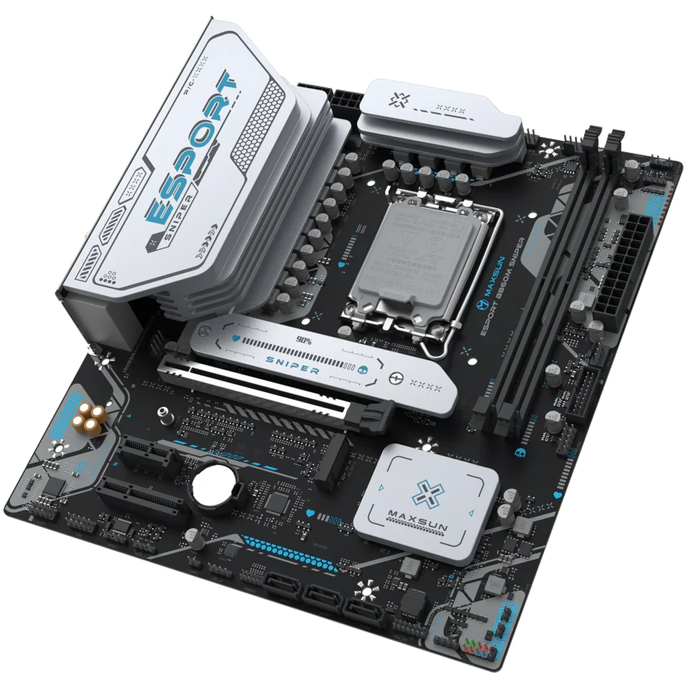 Материнская плата Maxsun MS-eSport B860M SNIPER WIFI B860, LGA1851, 2*DDR5, 1*PCIEx16, 1*PCIEx4, 1*PCIEx1, 2*M.2, 4*USB3.2Gen2, 2*USB3.2Gen1, 6*USB2.0, 3*SATA3.0, 2.5G, Type-C(DP), DP, HDMI, M-ATX, RTL