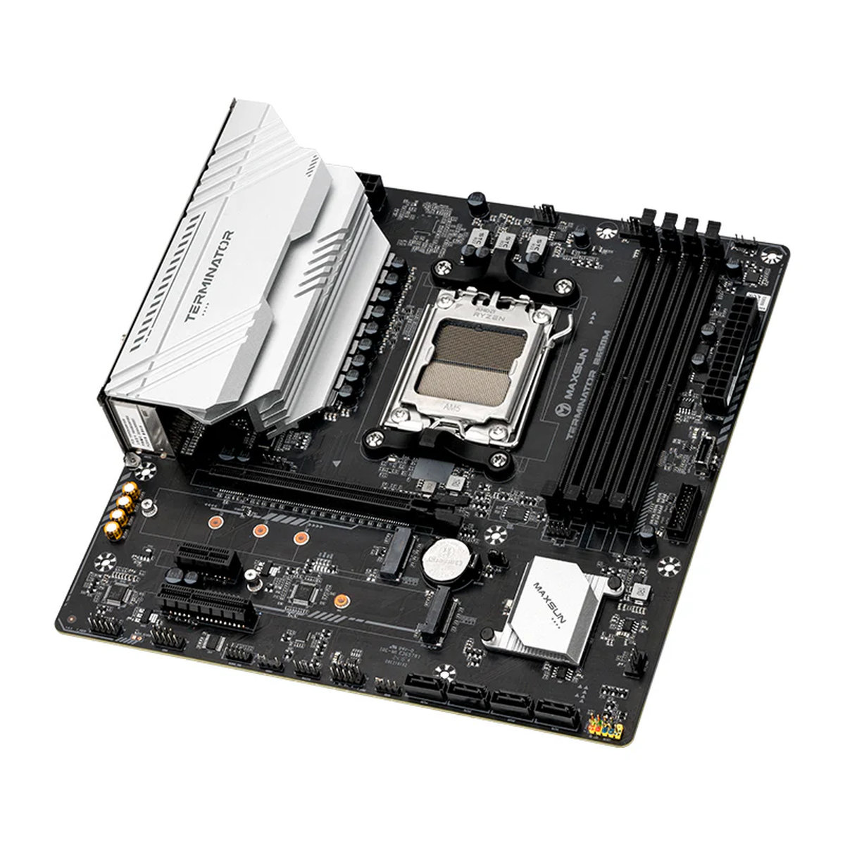 Материнская плата Maxsun MS-Terminator B650M WIFI6 B650, AM5, 4*DDR5, 1*PCIEx16, 1*PCIEx4, 1*PCIEx1, 2*M.2, 2*TypeC, 6*USB3.2Gen1, 6*USB2.0, 4*SATA3.0, 2.5G, DP, HDMI, M-ATX, RTL