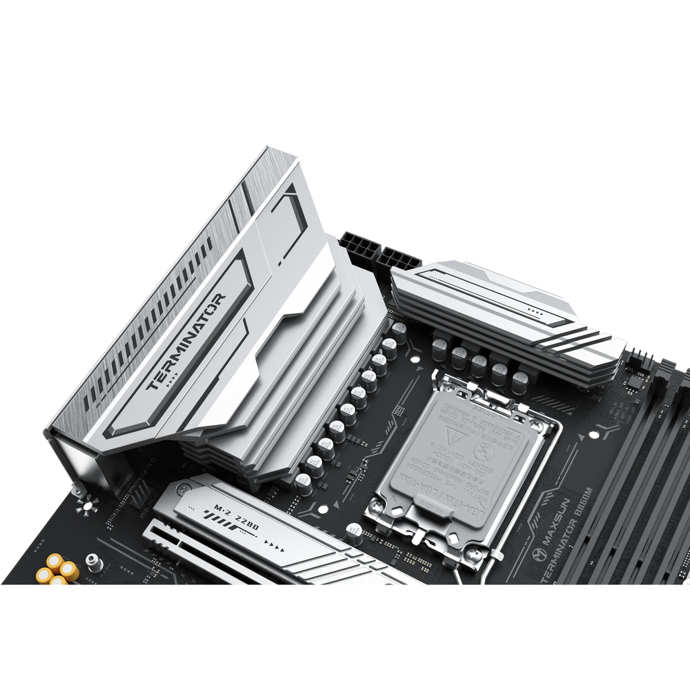 Материнская плата Maxsun MS-Terminator B860M B860, LGA1851, 4*DDR5, 1*PCIEx16, 1*PCIEx4, 1*PCIEx1, 3*M.2, 1*TypeC, 2*USB3.2Gen2, 2*USB3.2Gen1, 10*USB2.0, 4*SATA3.0, 2.5G, Type-C(DP), DP, HDMI, M-ATX, RTL