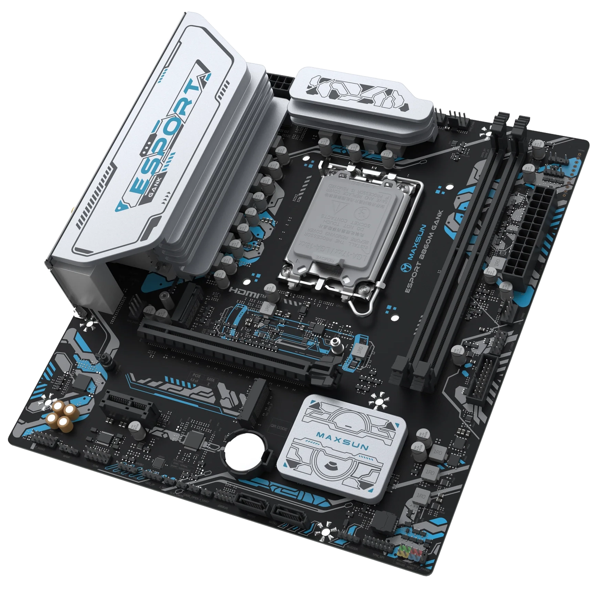 Материнская плата Maxsun MS-eSport B860M GANK WIFI B860, LGA1851, 2*DDR5, 1*PCIEx16, 1*PCIEx1, 2*M.2, 6*USB3.2Gen1, 4*USB2.0, 2*SATA3.0, 1G, DP, HDMI, M-ATX, RTL