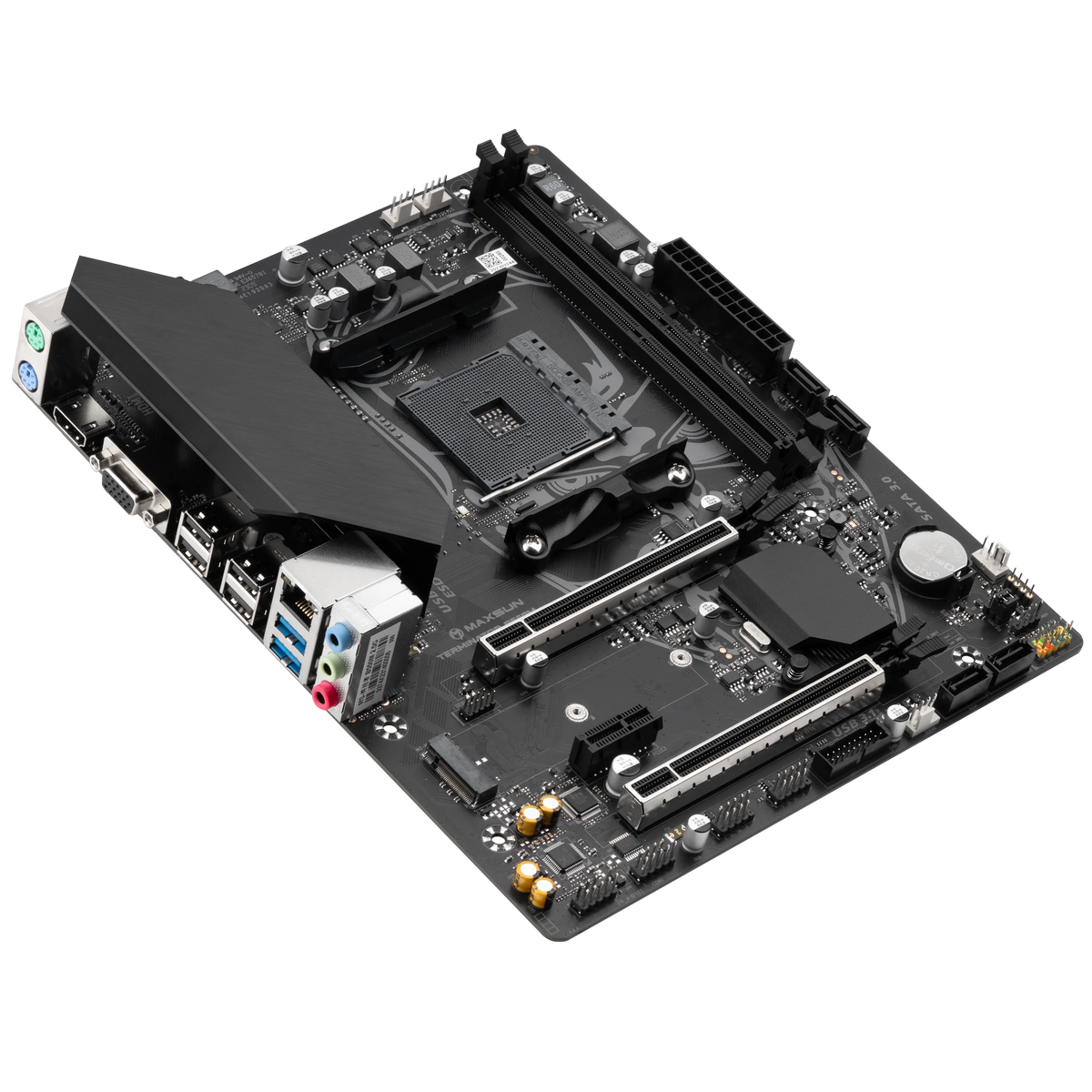 Материнская плата Maxsun MS-Terminator B550M B550, AM4, 2*DDR4, 1*PCIEx16, 1*PCIEx4, 1*PCIEx1, 1*M.2, 4*USB3.2Gen1, 6*USB2.0, 4*SATA3.0, 1G, VGA, HDMI, M-ATX, RTL