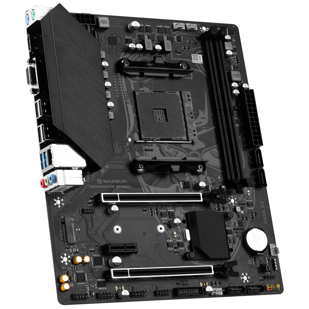 Материнская плата Maxsun MS-Terminator B550M B550, AM4, 2*DDR4, 1*PCIEx16, 1*PCIEx4, 1*PCIEx1, 1*M.2, 4*USB3.2Gen1, 6*USB2.0, 4*SATA3.0, 1G, VGA, HDMI, M-ATX, RTL