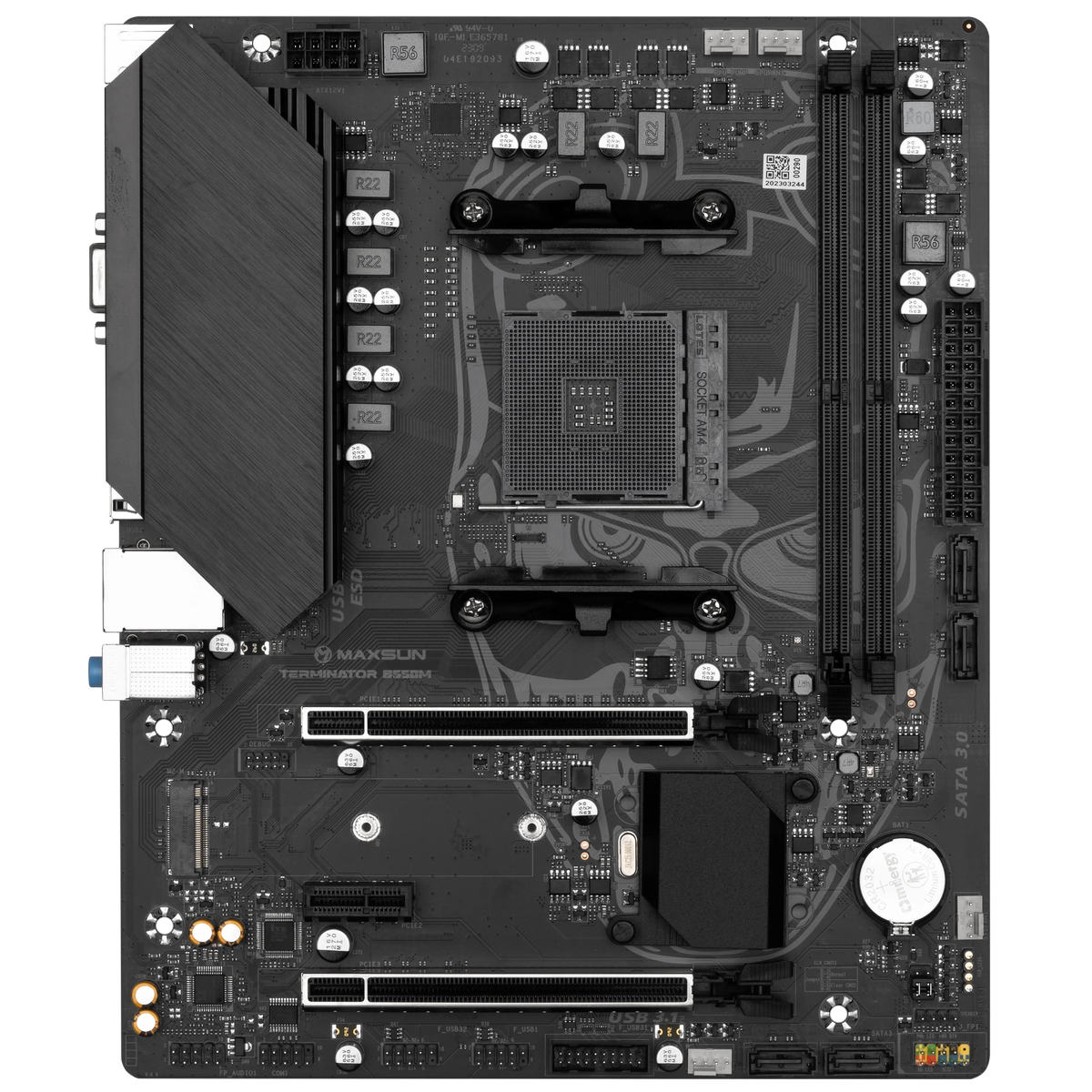 Материнская плата Maxsun MS-Terminator B550M B550, AM4, 2*DDR4, 1*PCIEx16, 1*PCIEx4, 1*PCIEx1, 1*M.2, 4*USB3.2Gen1, 6*USB2.0, 4*SATA3.0, 1G, VGA, HDMI, M-ATX, RTL