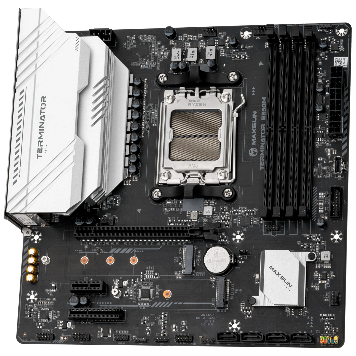 Материнская плата Maxsun MS-Terminator B650M B650, AM5, 4*DDR5, 1*PCIEx16, 1*PCIEx4, 1*PCIEx1, 2*M.2, 2*TypeC, 6*USB3.2Gen1, 6*USB2.0, 4*SATA3.0, 2.5G, DP, HDMI, M-ATX, RTL