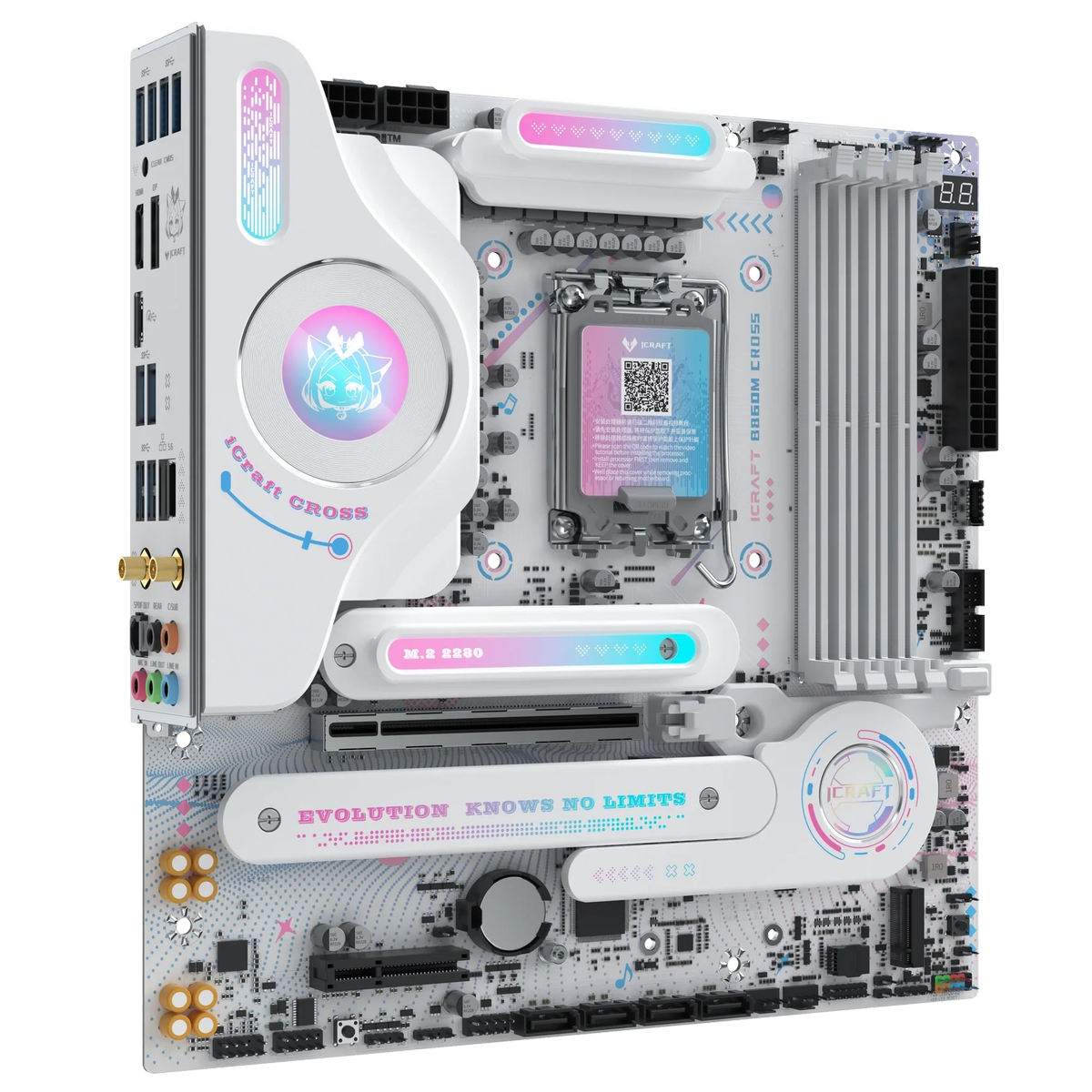 Материнская плата Maxsun MS-iCraft B860M CROSS B860, LGA1851, 4*DDR5, 1*PCIEx16, 1*PCIEx4, 3*M.2, 1*TypeC, 8*USB3.2Gen2, 2*USB3.2Gen1, 3*USB2.0, 4*SATA3.0, 5G, Type-C(DP), DP, HDMI, M-ATX, RTL