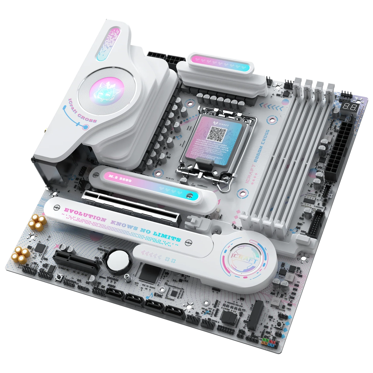 Материнская плата Maxsun MS-iCraft B860M CROSS B860, LGA1851, 4*DDR5, 1*PCIEx16, 1*PCIEx4, 3*M.2, 1*TypeC, 8*USB3.2Gen2, 2*USB3.2Gen1, 3*USB2.0, 4*SATA3.0, 5G, Type-C(DP), DP, HDMI, M-ATX, RTL