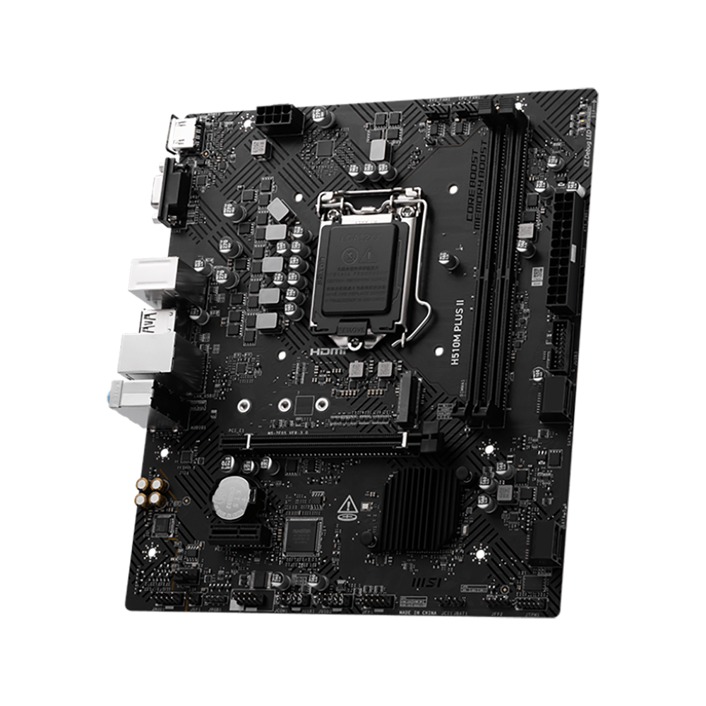 Материнская плата MSI H510M PLUS II H510, LGA1200, 2*DDR4, 1*PCIEx16, 1*PCIEx1, 1*M.2, 4*USB3.2Gen1, 8*USB2.0, 4*SATA3.0, 1G, VGA, HDMI, M-ATX, RTL