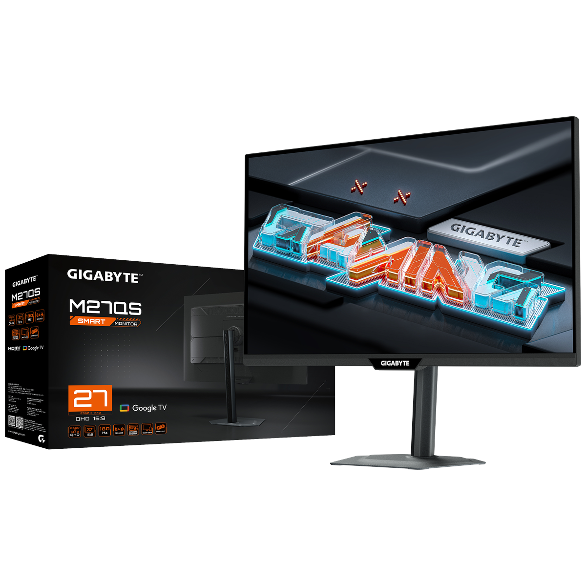 Монитор 27' Gigabyte M27QS EK IPS 2560x1440, 180 Гц, 1 мс, 16:9, 350 кд/м², HDMI 2.0, DP 1.4, USB-C, USB Hub (3x USB 3.0), RJ45, 3.5 Jack, динамики (2x5 Вт), DisplayHDR 400, FreeSync Premium, G-Sync Compatible, VESA 100x100, черный, фото7