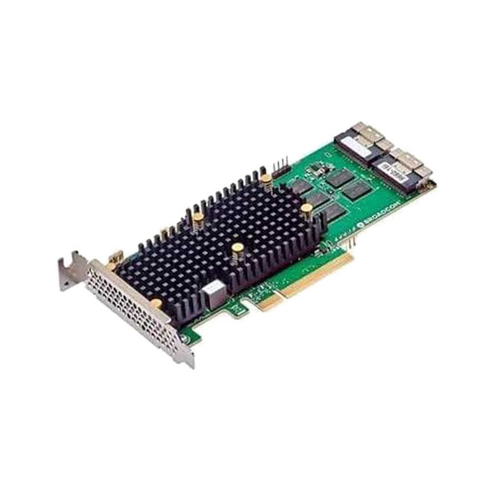 RAID-контроллер Broadcom 9660-16i SGL (05-50107-00 / 03-50107-00001) , PCIe 4.0 x8, LP, 24G SAS/SATA/NVMe, RAID 0,1,5,6,10,50,60, 16port(2x8 SFF-8654), 4GB Cache, SAS4116 ROC, RTL