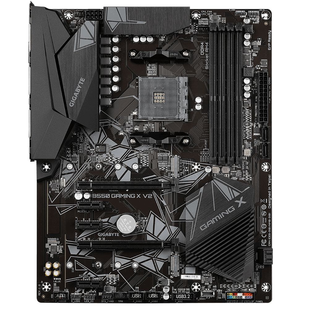 Материнская плата Gigabyte OEM B550 GAMING X V2, Socket AM4, AMD B550, 4xDDR4-3200, DVI-D+HDMI, 2xPCI-Ex16, 3xPCI-Ex1, 4xSATA3(RAID 0/1/10), 2xM.2, 8 Ch Audio, 1xGLan, (2+4)xUSB2.0, (4+2)xUSB3.2, 1xPS/2, ATX, RTL {8} (810702)