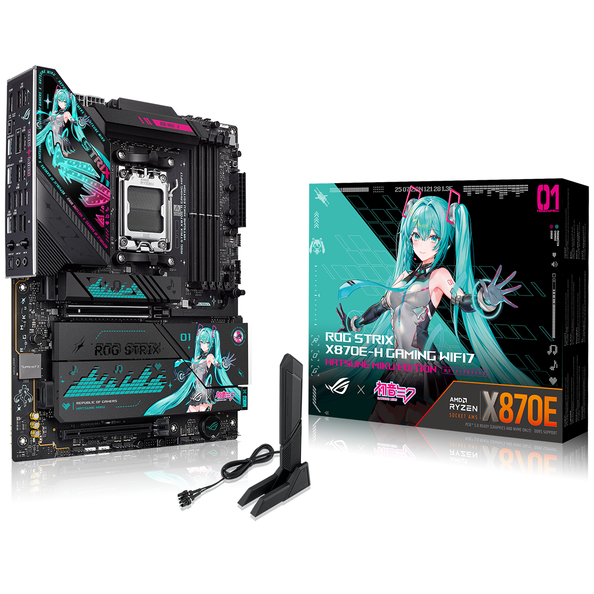 Материнская плата ASUS ROG STRIX X870E-H GAMING MIKU AM5 ATX 4xDDR5 2xPCIEx16 4xM.2 3xUSB-C HDMI 5GLAN Wi-Fi 7