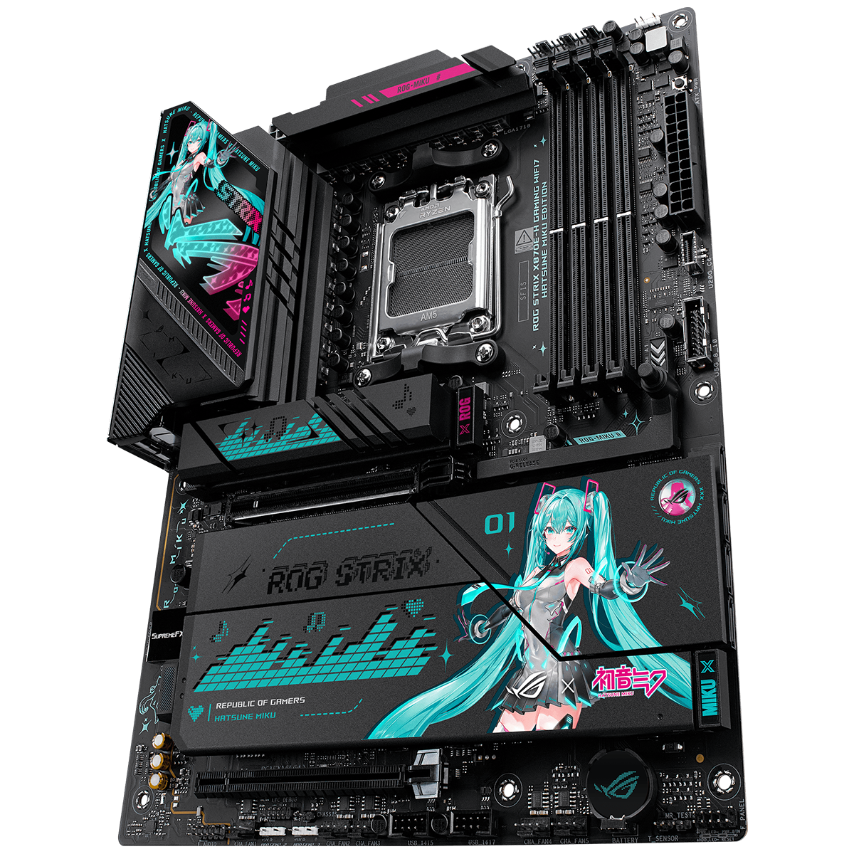 Материнская плата ASUS ROG STRIX X870E-H GAMING MIKU AM5 ATX 4xDDR5 2xPCIEx16 4xM.2 3xUSB-C HDMI 5GLAN Wi-Fi 7