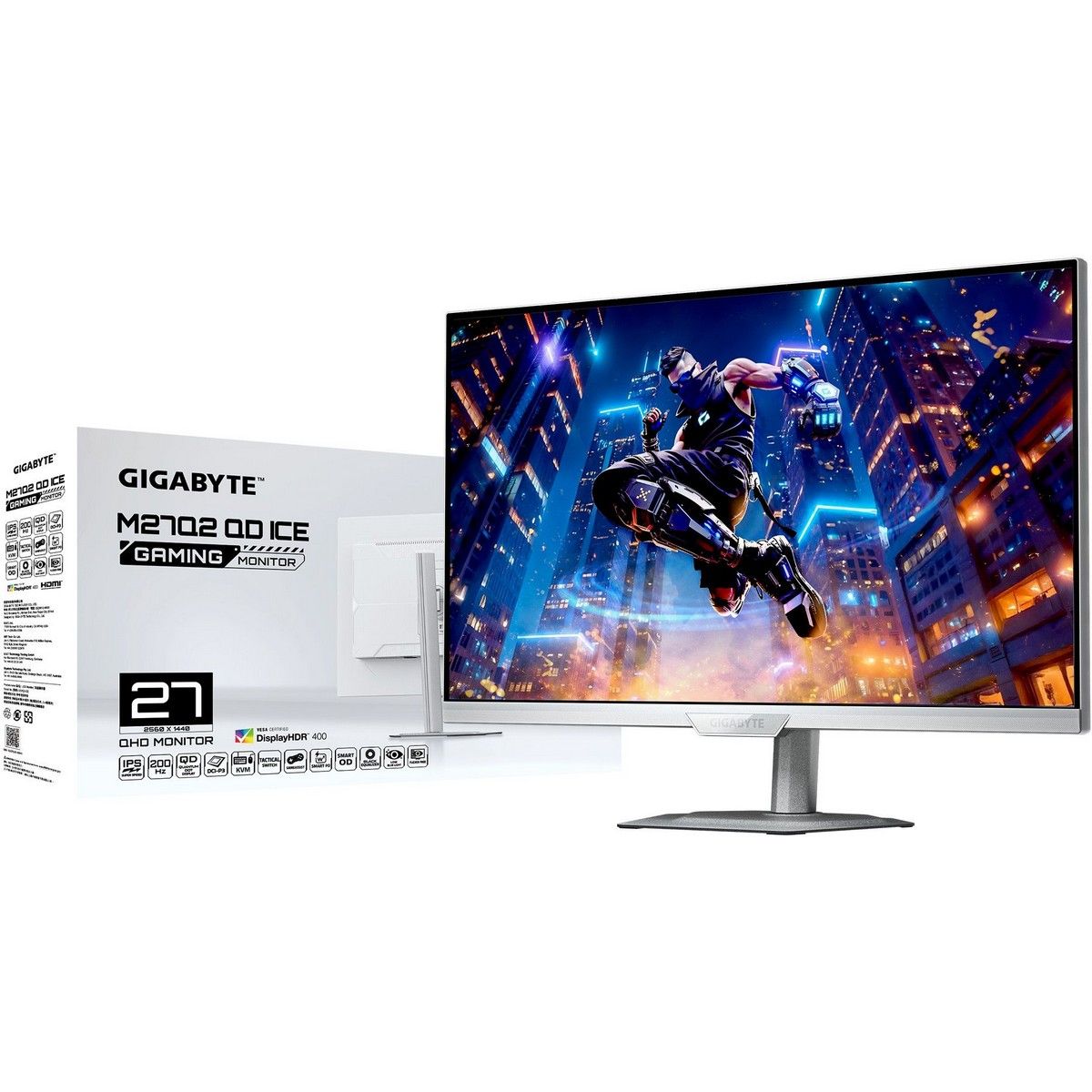 Монитор 27' Gigabyte M27Q2 ICE EK IPS 2560x1440, 200 Гц, 1 мс, 16:9, 350 кд/м², 2xHDMI 2.0, DP 1.4, USB-C (PD 18 Вт), 3.5 Jack, USB Hub (3x USB 3.2), DisplayHDR 400, G-Sync Compatible, белый, фото8