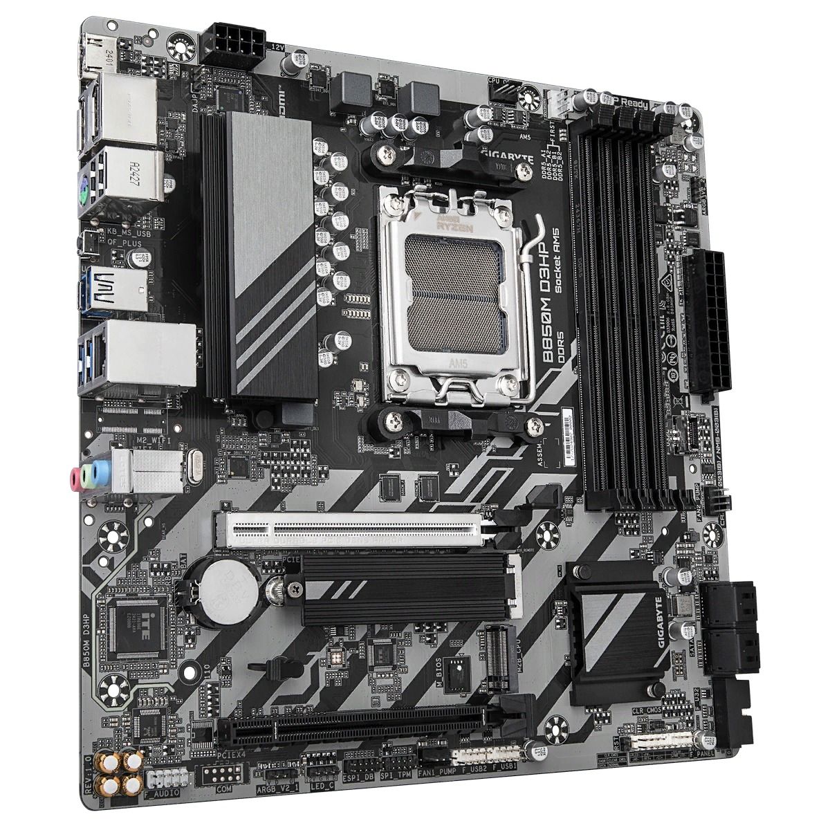 Материнская плата Gigabyte OEM B850M D3HP, Socket AM5, AMD B850, 4xDDR5-5200, HDMI+DP+DP, 2xPCI-Ex16, 4xSATA3(RAID 0/1/10), 2xM.2, 8 Ch Audio, 1x2,5GLan, (2+4)xUSB2.0, (3+2)xUSB3.2, (1+1)xUSB Type-C™, 1xPS/2, mATX, RTL