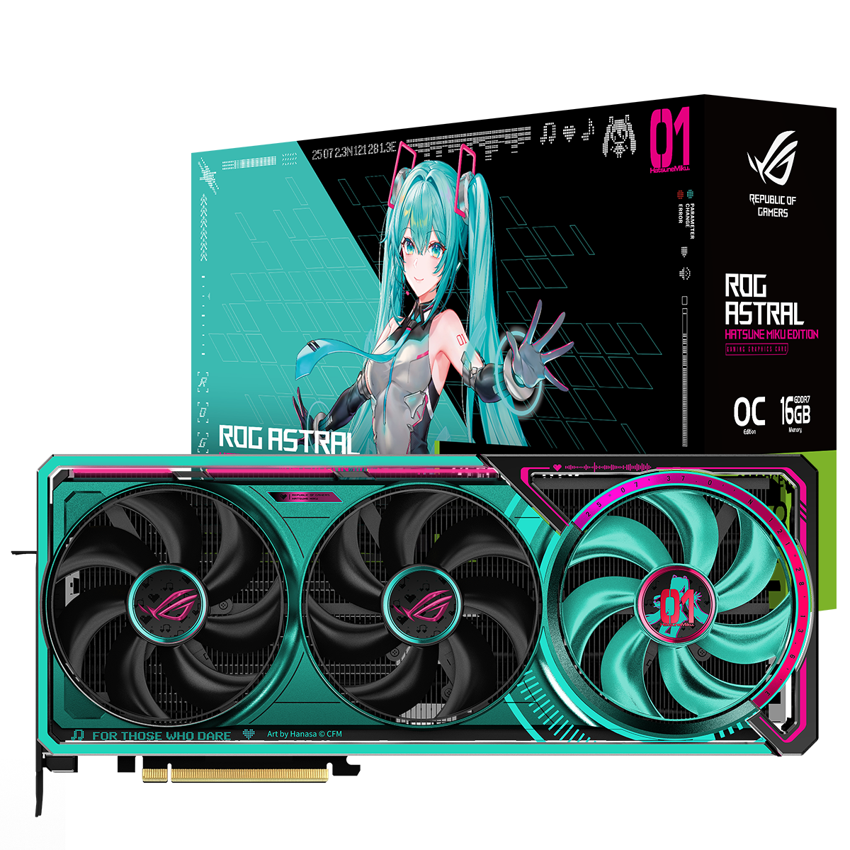Видеокарта ASUS RTX5080 ROG ASTRAL HATSUNE MIKU EDITION WHITE OC 16GB GDDR7 256bit 3xDP 2xHDMI 4FAN RTL (ROG-ASTRAL-RTX5080-O16G-MIKU-W)