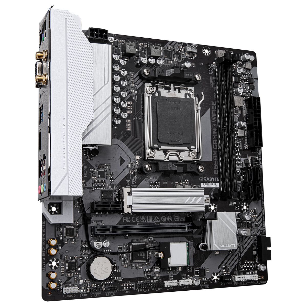 Материнская плата Gigabyte OEM B650M GAMING WIFI6E, Socket AM5, AMD B650, 2xDDR5-5200, D-SUB+HDMI, 1xPCI-Ex16, 1xPCI-Ex1, 4xSATA3(RAID 0/1/10), 1xM.2, 8 Ch Audio, 2.5GLan, WiFi, (2+2)xUSB2.0, (4+2)xUSB3.2, 1xPS/2, mATX, RTL