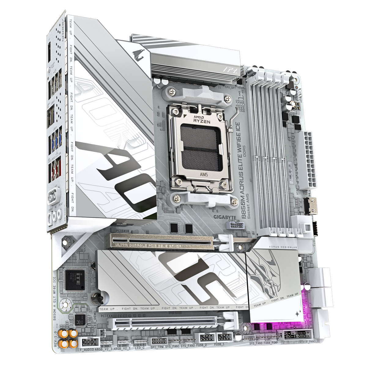 Материнская плата Gigabyte OEM B850M AORUS ELITE WIFI6E ICE, Socket AM5, AMD B850, 4xDDR5-5200, DP, 2xPCI-Ex16, 4xSATA3(RAID 0/1/10), 2xM.2, 8 Ch Audio, 1x2,5GLan, WiFi, (4+4)xUSB2.0, (7+2)xUSB3.2, (1+1)xUSB Type-C™, mATX, RTL oem
