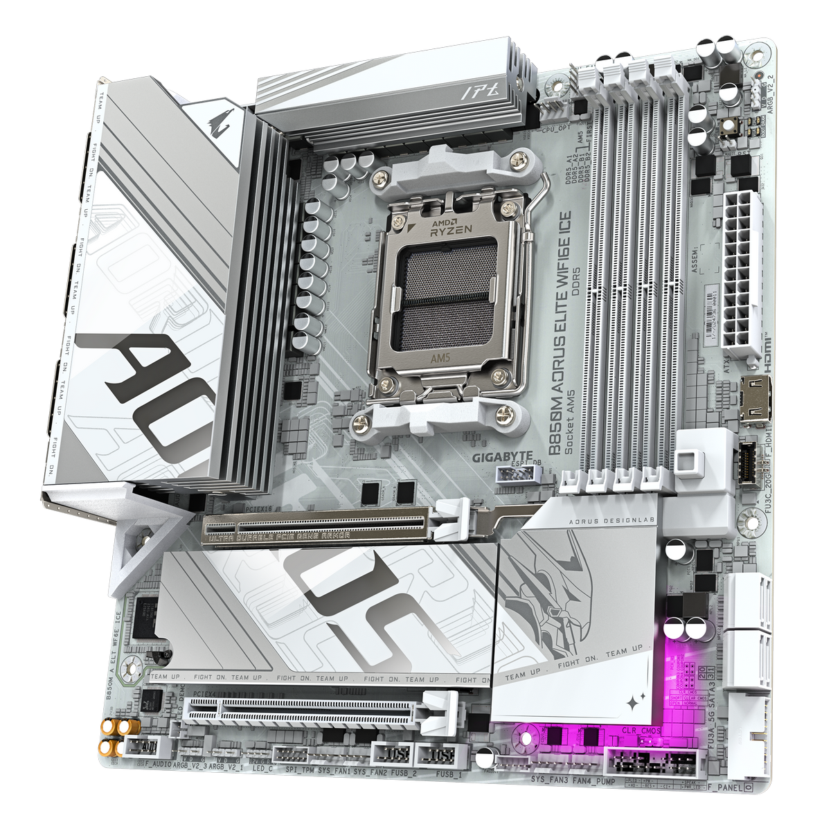 Материнская плата Gigabyte OEM B850M AORUS ELITE WIFI6E ICE, Socket AM5, AMD B850, 4xDDR5-5200, DP, 2xPCI-Ex16, 4xSATA3(RAID 0/1/10), 2xM.2, 8 Ch Audio, 1x2,5GLan, WiFi, (4+4)xUSB2.0, (7+2)xUSB3.2, (1+1)xUSB Type-C™, mATX, RTL oem