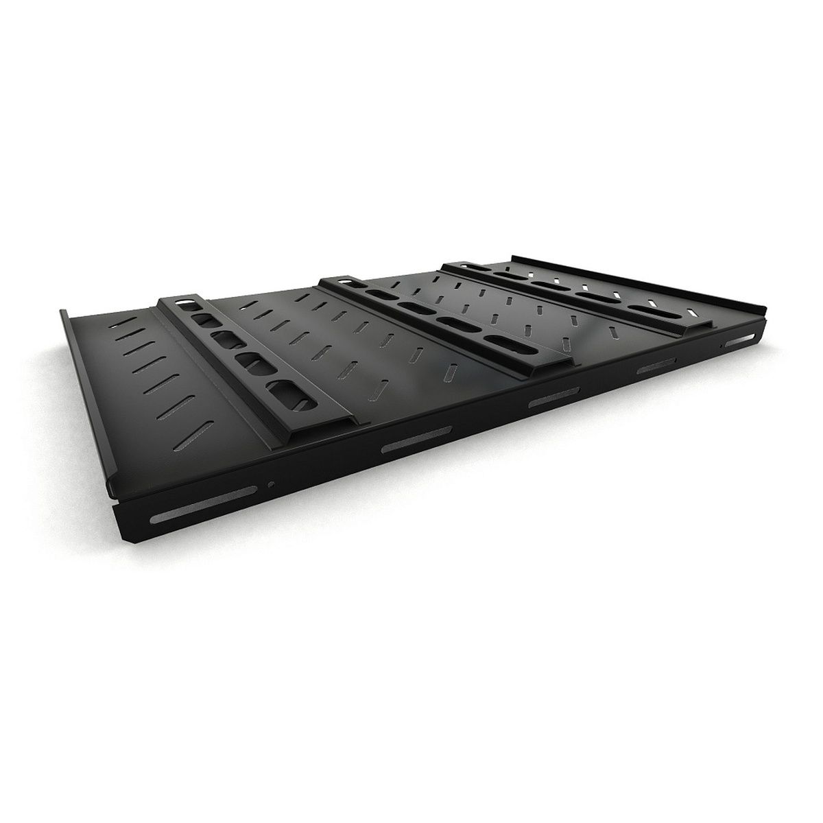 Полка Hyperline TSH3M-650-RAL9004 Полка стационарная усиленная, глубина 650 мм, с боковым креплением, нагрузка до 50 кг, для шкафов серии TTB, TTR, TTBR, 485х650мм (ШхГ), цвет черный (RAL9004)